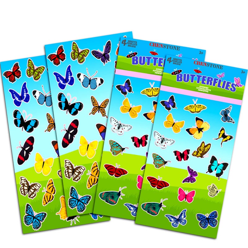 Crenstone Butterflies Stickers Party Supplies Pack ~ Over 160 Butterfly Stickers for Girls Kids Toddlers Adults (Party Favor Craft Scrapbooking Adhesive Sticker Sheets by Crenstone) - Image 2
